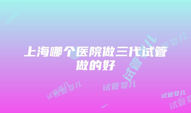 上海哪个医院做三代试管做的好