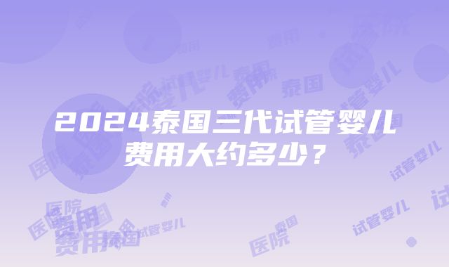 2024泰国三代试管婴儿费用大约多少？