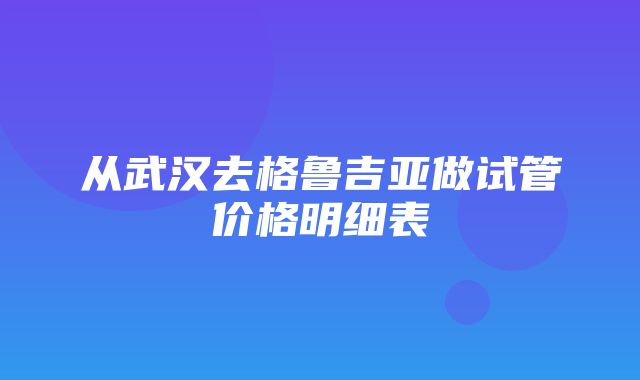 从武汉去格鲁吉亚做试管价格明细表