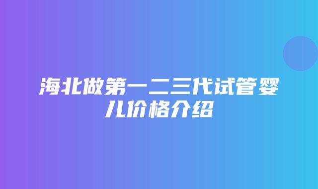 海北做第一二三代试管婴儿价格介绍