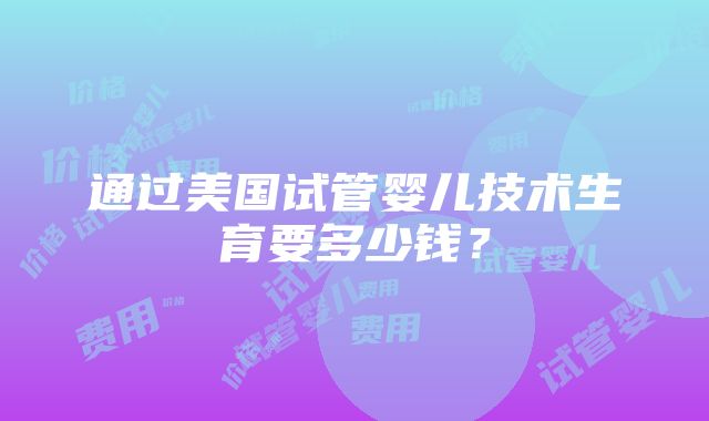 通过美国试管婴儿技术生育要多少钱？