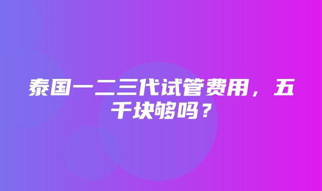 泰国一二三代试管费用，五千块够吗？