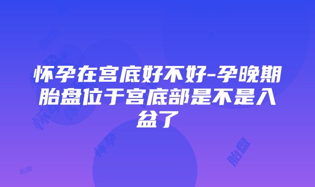 怀孕在宫底好不好-孕晚期胎盘位于宫底部是不是入盆了