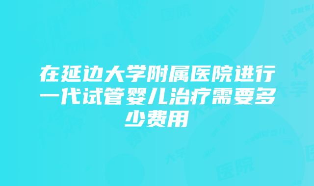 在延边大学附属医院进行一代试管婴儿治疗需要多少费用