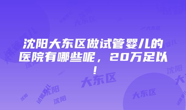 沈阳大东区做试管婴儿的医院有哪些呢，20万足以！