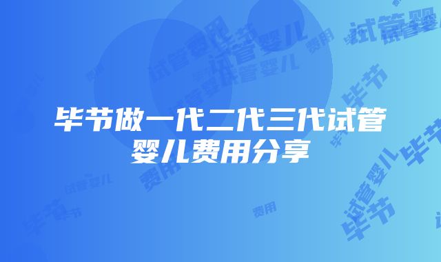 毕节做一代二代三代试管婴儿费用分享