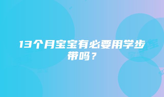 13个月宝宝有必要用学步带吗？