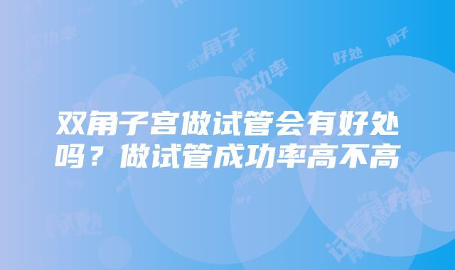 双角子宫做试管会有好处吗？做试管成功率高不高