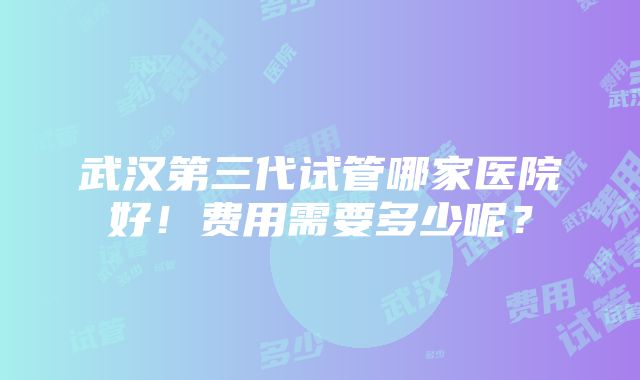 武汉第三代试管哪家医院好！费用需要多少呢？