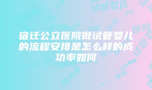 宿迁公立医院做试管婴儿的流程安排是怎么样的成功率如何