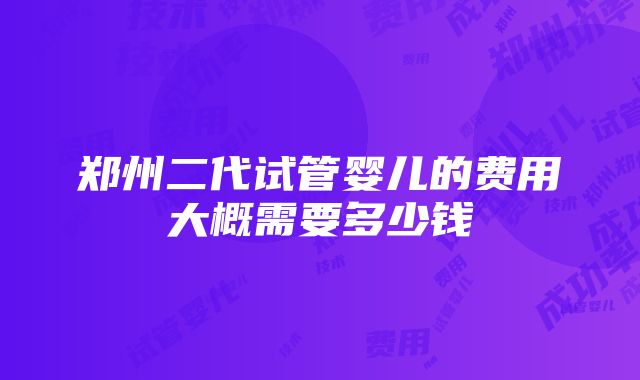 郑州二代试管婴儿的费用大概需要多少钱