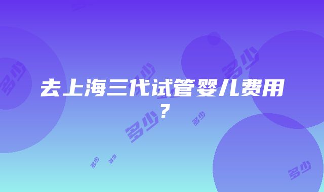 去上海三代试管婴儿费用？