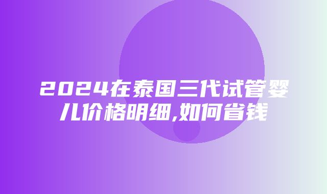 2024在泰国三代试管婴儿价格明细,如何省钱