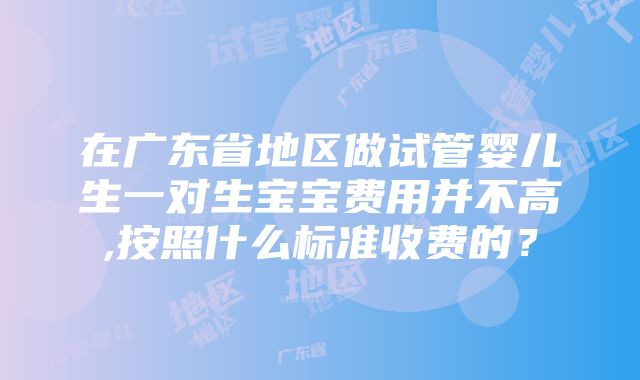 在广东省地区做试管婴儿生一对生宝宝费用并不高,按照什么标准收费的？