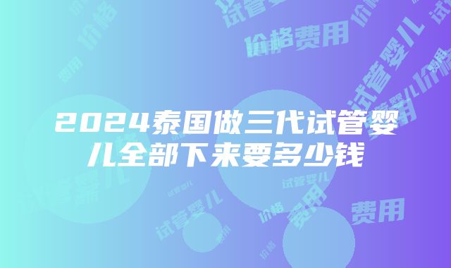 2024泰国做三代试管婴儿全部下来要多少钱