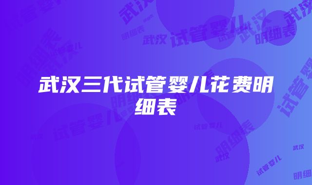 武汉三代试管婴儿花费明细表