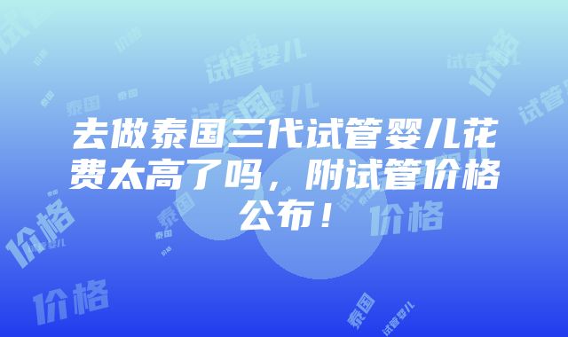 去做泰国三代试管婴儿花费太高了吗，附试管价格公布！