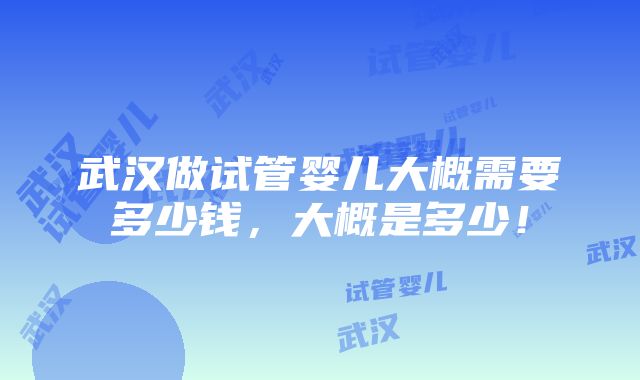 武汉做试管婴儿大概需要多少钱，大概是多少！