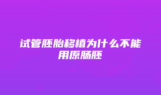 试管胚胎移植为什么不能用原肠胚