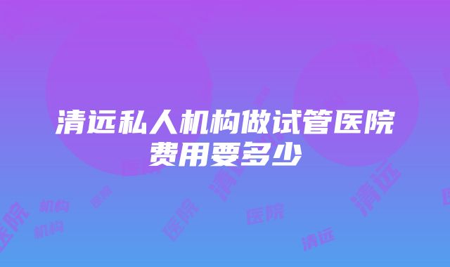 清远私人机构做试管医院费用要多少