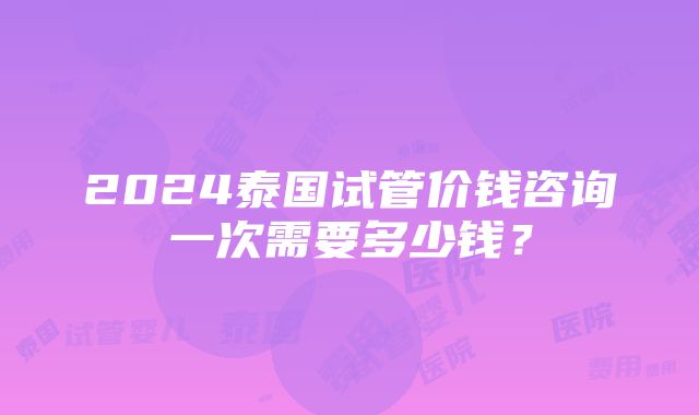 2024泰国试管价钱咨询一次需要多少钱？