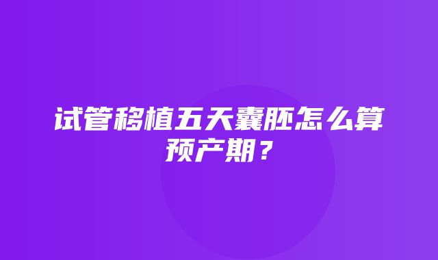 试管移植五天囊胚怎么算预产期？