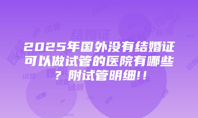 2025年国外没有结婚证可以做试管的医院有哪些？附试管明细!！