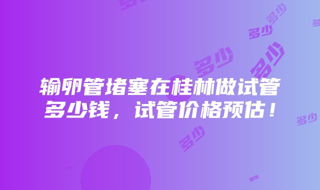 输卵管堵塞在桂林做试管多少钱，试管价格预估！