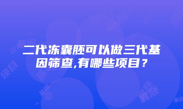 二代冻囊胚可以做三代基因筛查,有哪些项目？