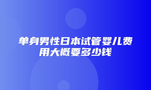 单身男性日本试管婴儿费用大概要多少钱