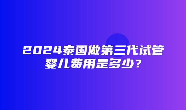 2024泰国做第三代试管婴儿费用是多少？