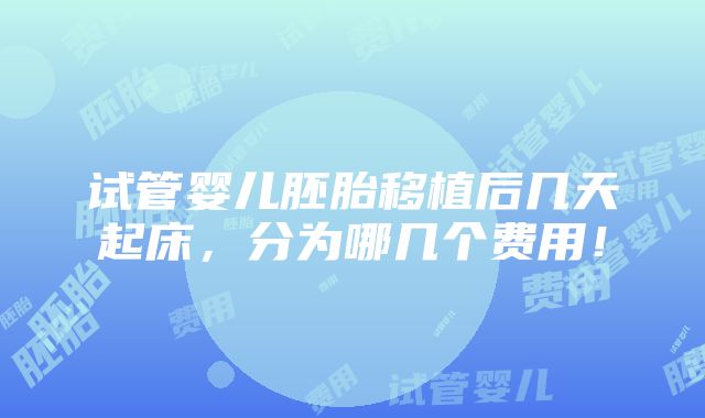 试管婴儿胚胎移植后几天起床，分为哪几个费用！