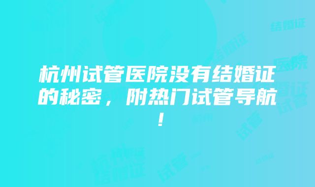 杭州试管医院没有结婚证的秘密，附热门试管导航！