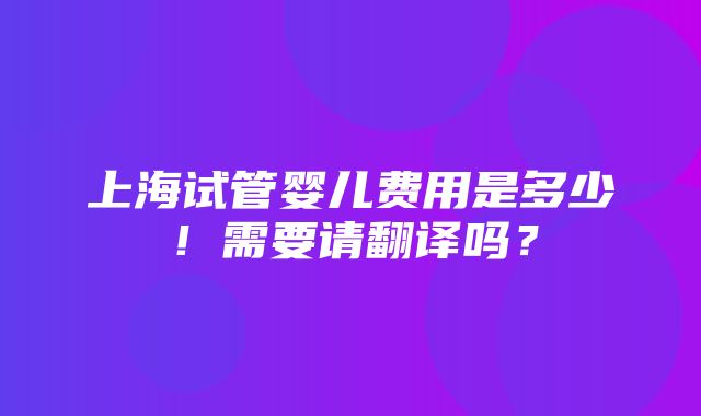 上海试管婴儿费用是多少！需要请翻译吗？