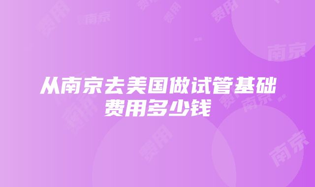 从南京去美国做试管基础费用多少钱