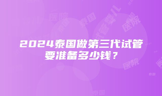 2024泰国做第三代试管要准备多少钱？