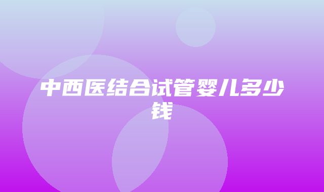 中西医结合试管婴儿多少钱