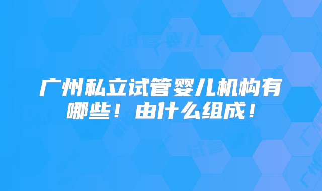 广州私立试管婴儿机构有哪些！由什么组成！