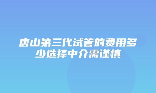 唐山第三代试管的费用多少选择中介需谨慎