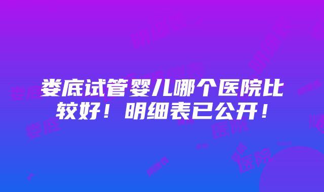 娄底试管婴儿哪个医院比较好！明细表已公开！