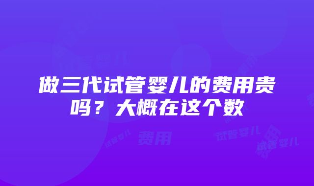 做三代试管婴儿的费用贵吗？大概在这个数