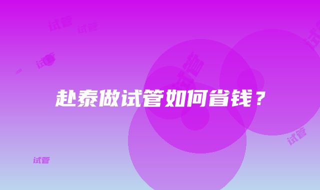 赴泰做试管如何省钱？