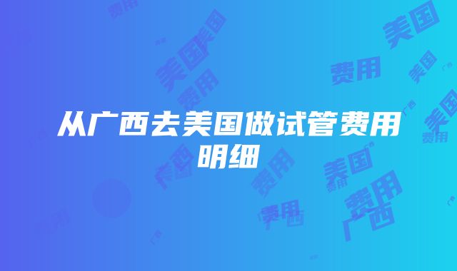 从广西去美国做试管费用明细