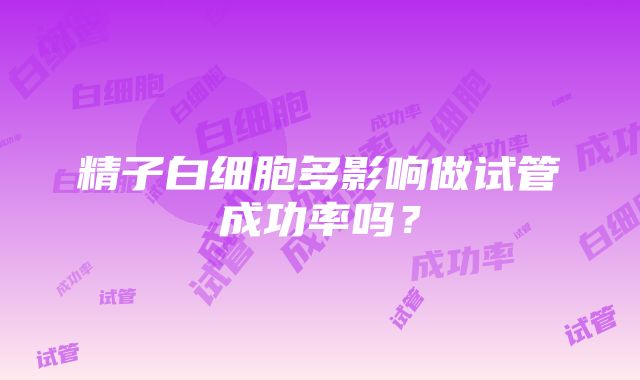 精子白细胞多影响做试管成功率吗？