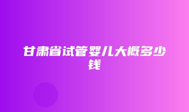 甘肃省试管婴儿大概多少钱