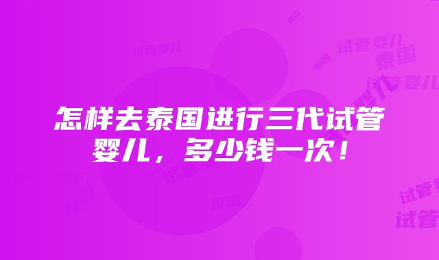 怎样去泰国进行三代试管婴儿，多少钱一次！