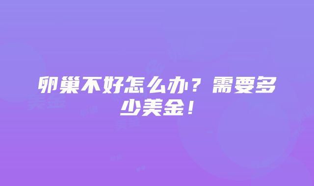 卵巢不好怎么办？需要多少美金！