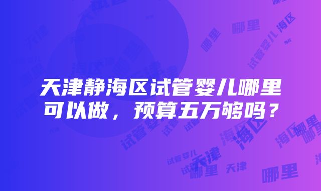 天津静海区试管婴儿哪里可以做，预算五万够吗？