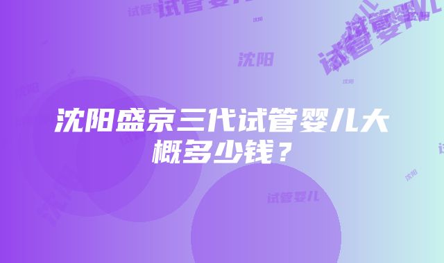 沈阳盛京三代试管婴儿大概多少钱？