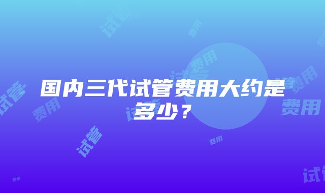 国内三代试管费用大约是多少？